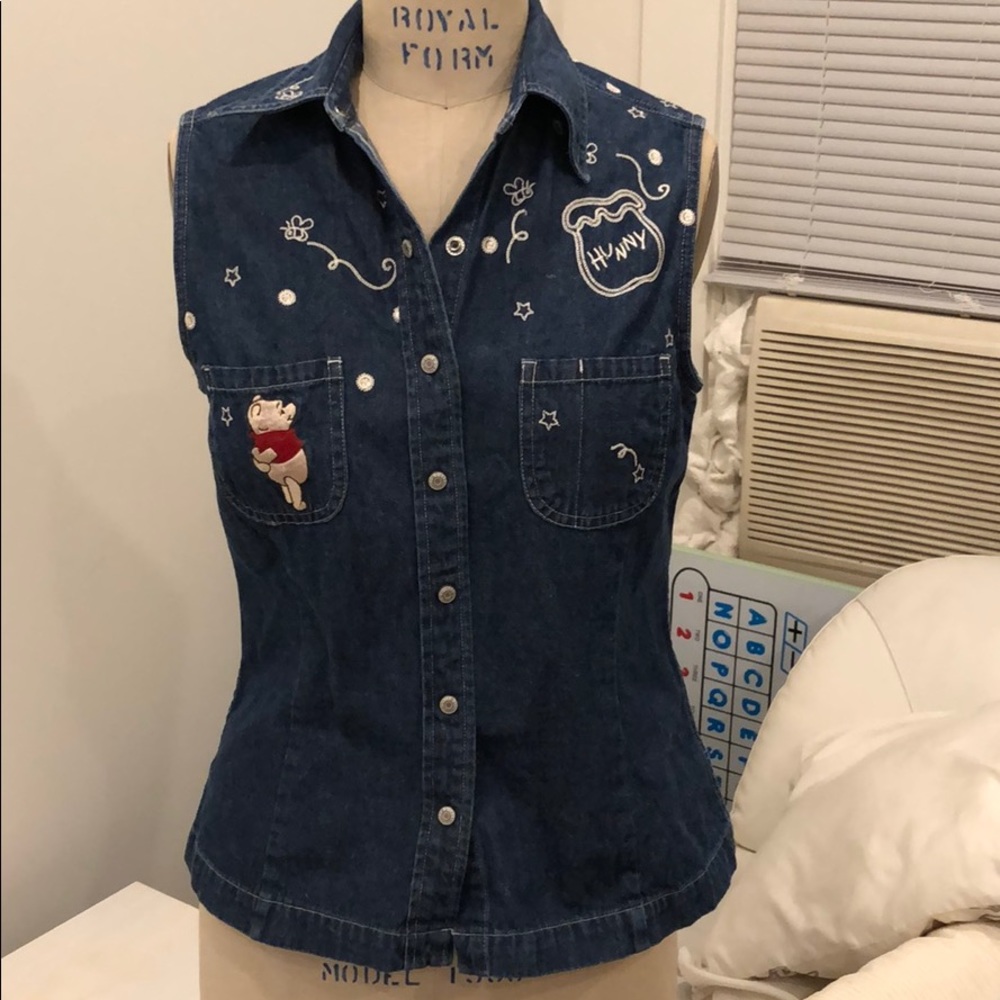 Disney Store Vintage Winnie The Pooh Jeans Shirt - image 1